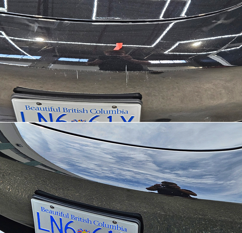 Model 3 Front Bumper Before & After. Garage closing Damage